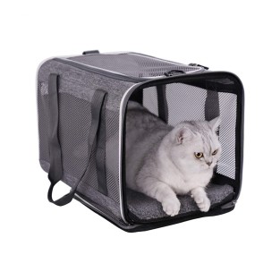 Collapsible Luxury Pet Carrier Top Load Soft Sided Cat Dog Travel Bag Oxford Zipper Fashion Solid Print