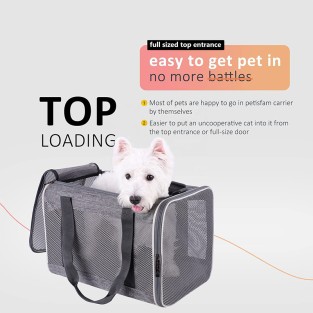 Collapsible Luxury Pet Carrier Top Load Soft Sided Cat Dog Travel Bag Oxford Zipper Fashion Solid Print