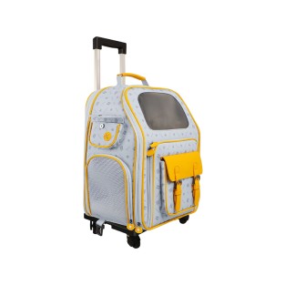 Expandable Nylon 2-in-1 Pet Carrier Bag with Wheels Zipper Breathable Large Capacity