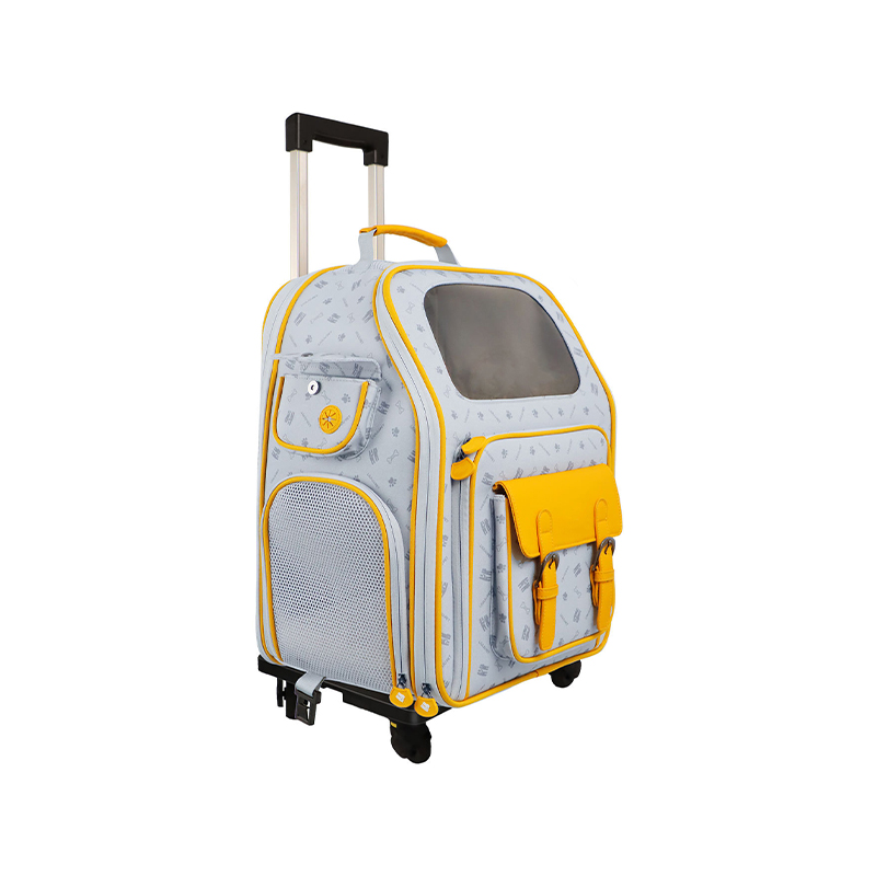 Expandable Nylon 2-in-1 Pet Carrier Bag with Wheels Zipper Breathable Large Capacity