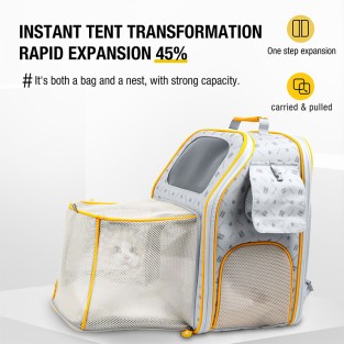 Expandable Nylon 2-in-1 Pet Carrier Bag with Wheels Zipper Breathable Large Capacity