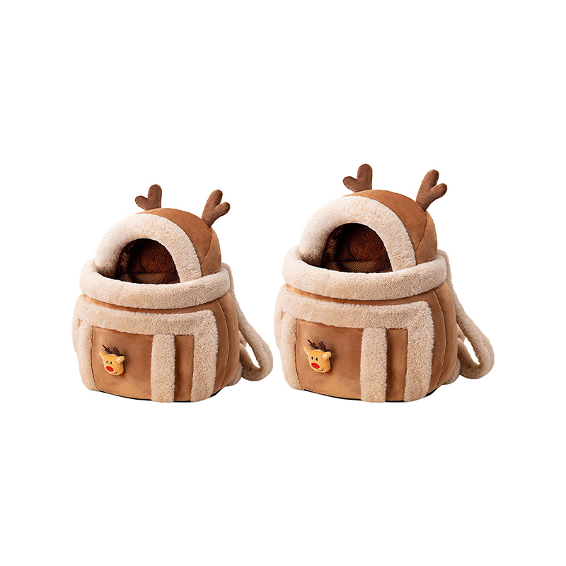 Pet Winter Outdoor Plush Reindeer Style Dog Cat Backpack Travel Bag
