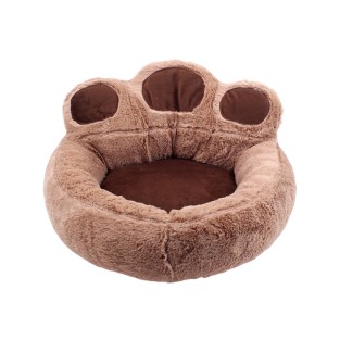Round Plastic Bear Paw Pet Bed Plush Outdoor Travel Cat Dog Kennel