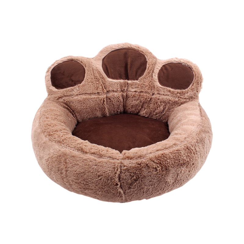 Round Plastic Bear Paw Pet Bed Plush Outdoor Travel Cat Dog Kennel