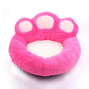 Round Plastic Bear Paw Pet Bed Plush Outdoor Travel Cat Dog Kennel