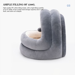 Rectangular Enclosed Yurt Cat Dog Kennel Fashionable Foldable Warm Pet Bed