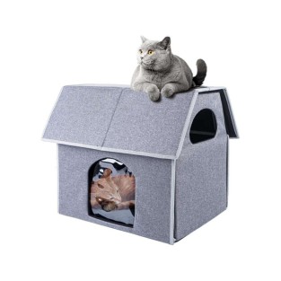 Outdoor Waterproof Cat House Winter Warm Detachable Cat Bed