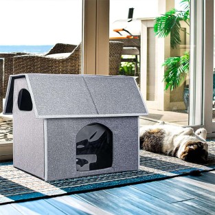 Outdoor Waterproof Cat House Winter Warm Detachable Cat Bed