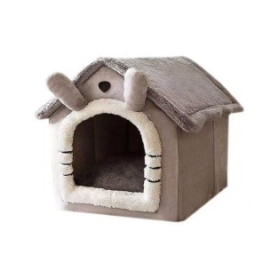 Fluffy Cat House Dog Bed Warm Tent with Removable Washable Pad