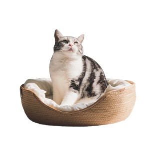 Bamboo Woven Four-Season Pet Bed Waterproof Removable Cat Dog Cave Sofa