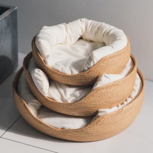 Bamboo Woven Four-Season Pet Bed Waterproof Removable Cat Dog Cave Sofa