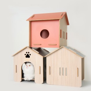Eco-Friendly Indoor Wooden Pet Cat Dog House Detachable Screwless Design
