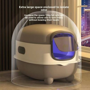 Extra Large Smart Fully Enclosed Cat Litter Box with UV Sterilization Odor-Proof Splash-Proof