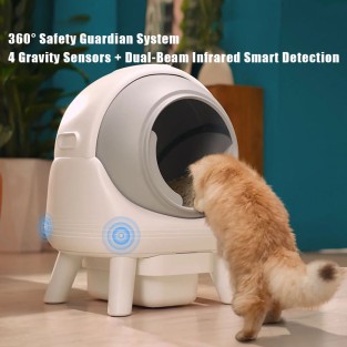All-in-One Smart Cat Litter Box Automatic Rolling Scoop Health Monitoring Anti-Pinch Protection 8L Waste Capacity