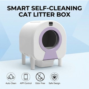 Smart Automatic Self-Cleaning Luxury Cat Litter Box Control Deodorizing 68L Plastic