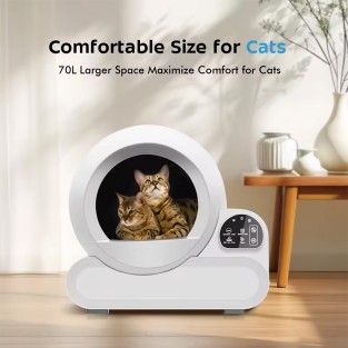 Smart Cat Litter Box 70L Automatic Self-Cleaning Anti-Pinch Round Large Capacity