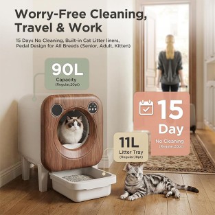 XL Large Automatic Cat Litter Box Triple Sensor Self-Cleaning with App Control for Multiple Cats