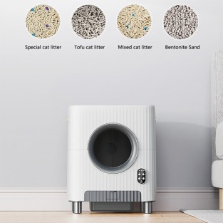 Luxury Electric Self-Cleaning Cat Litter Box Large Capacity Square PP Material