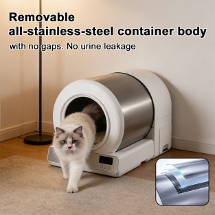 Smart Automatic Cat Litter Box App Control Large Opening Stainless Steel Self-Cleaning Function