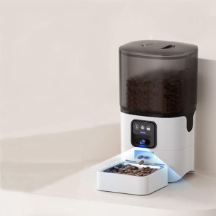 Smart Automatic Pet Feeder with Wide-Angle Camera, Rechargeable, /App Control