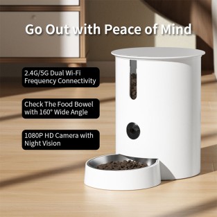 2.8L Smart Pet Feeder with Camera Stainless Steel Bowl Remote Control