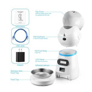 Smart Robot Pet Feeder 5L Stainless Steel Bowl Automatic Timed Cat Dog Feeder