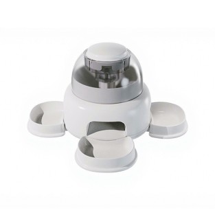 Automatic Slow-Feeder Dog Bowl with Push-Button Food Dispenser