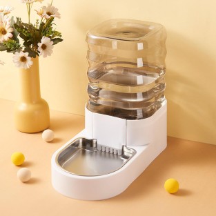 Plastic Water Bowl Dispenser 4L Automatic Stainless Steel Bowl Dog Feeder