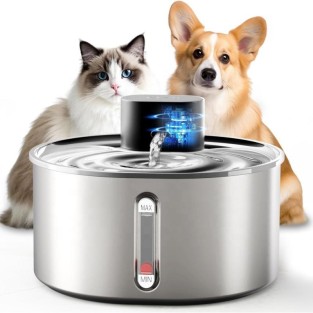 Stainless Steel Smart Pet Water Dispenser Pump-Free Square Automatic Recirculating Filtering Water Fountain