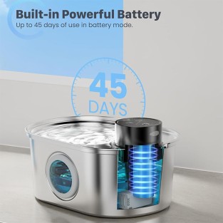 Smart Battery Powered Stainless Steel Pet Water Fountain 3.2L Ultra Quiet Cordless